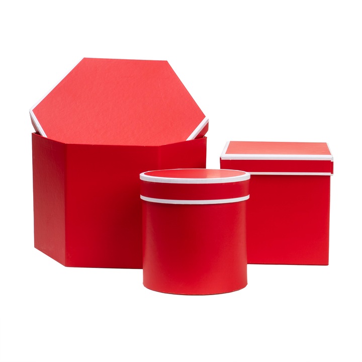 Комплект от 3 кутии с различни форми, червени / CD 3322-RED