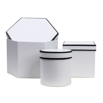 Set 3 cutii cu forme diferite, alb / CD 3322-ALB Set 3 cutii cu forme diferite, alb / CD 3322-ALB