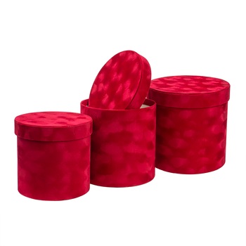 Set 3 cutii cu forma ovala, din catifea rosie / CD 4006-ROSU Set 3 cutii cu forma ovala, din catifea rosie / CD 4006-ROSU