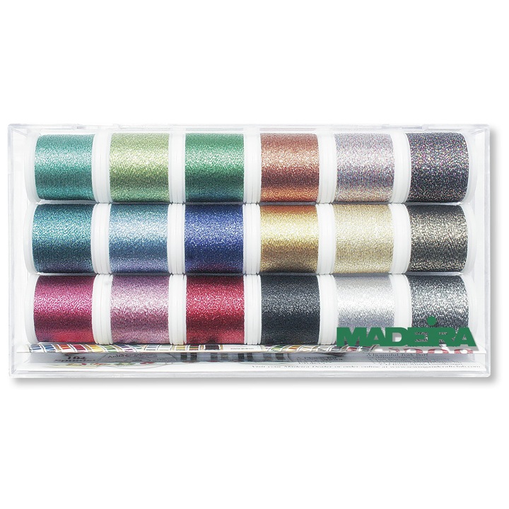 Set ata de brodat metalica Sparkling 18 culori MADEIRA 8020