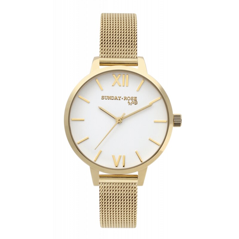 Ceas de dama JVD Sunday Rose Fashion Royal Gold, Auriu