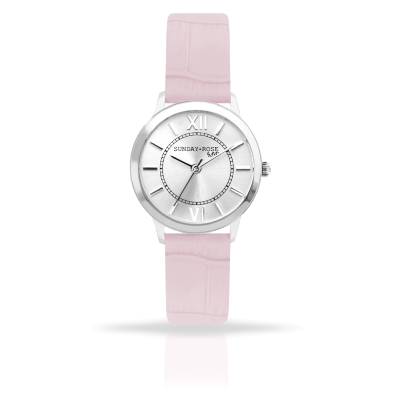 Ceas de dama JVD Sunday Rose Darling Sweet Pink, Curea din Piele, Roz Pal