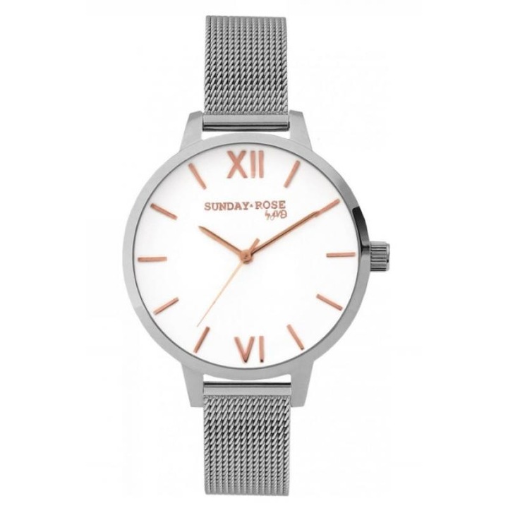 Ceas de dama JVD Sunday Rose Fashion Silver Love