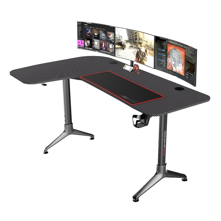 Arka Chairs Gamer Asztal Evolution Z19, 160x100x66cm alakú irodai asztal íróasztal Fekete
