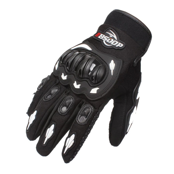 Manusi moto/atv cu protectii, BSddp, Pro Bike, Negru/Alb, XL