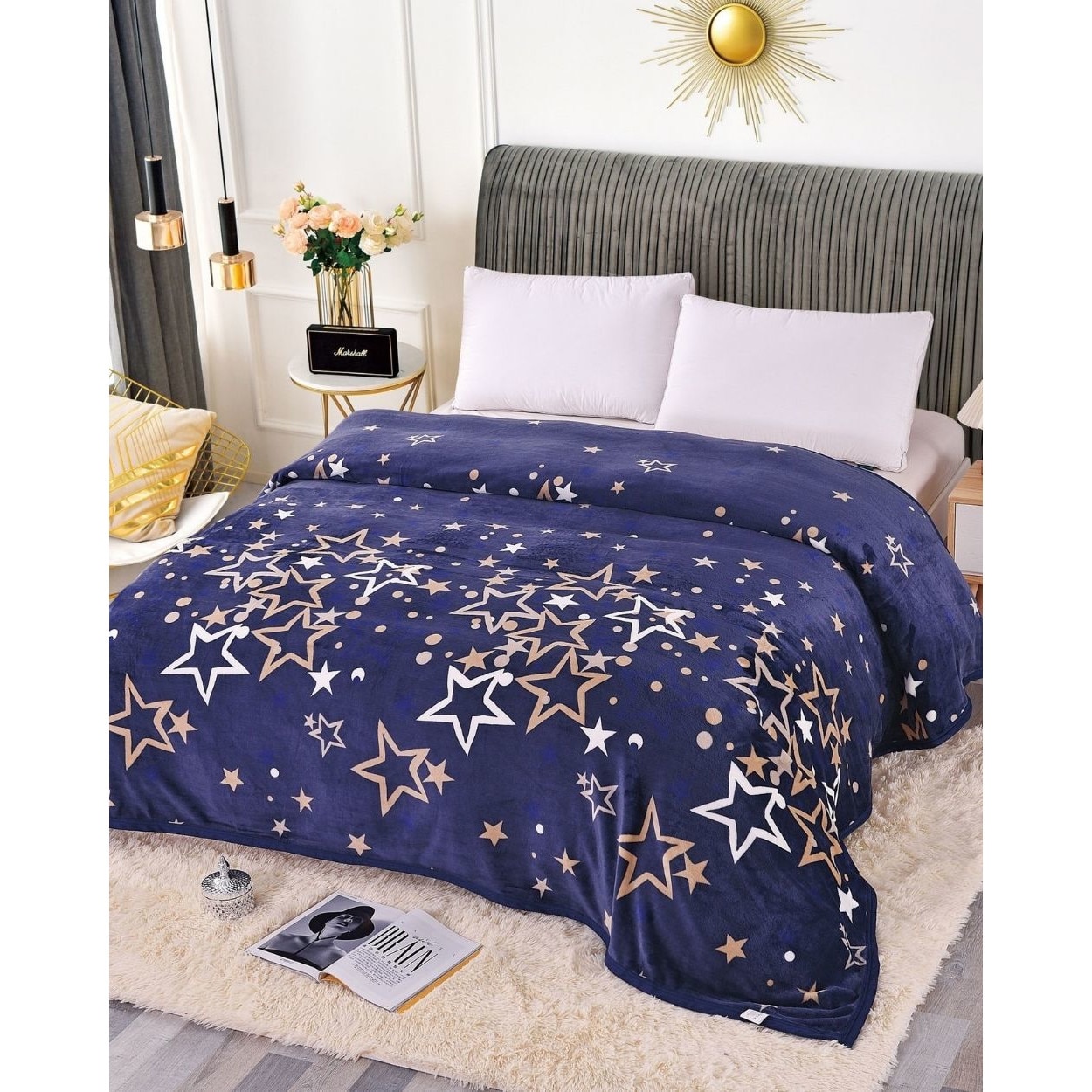 Patura Cocolino Simpla cu Bordura, 200 x 230 cm, Stele Colorate, PJ-12