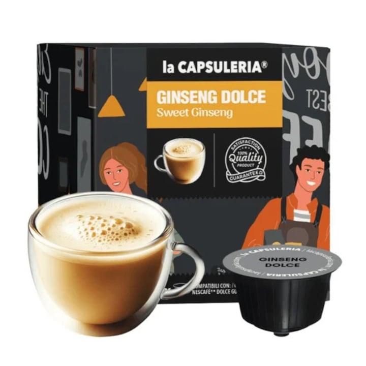 Capsule Cafea Ginseng Dulce La Capsuleria, 16 capsule, compatibile cu Dolce Gusto