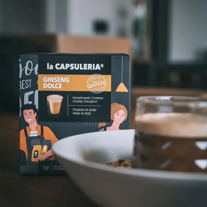 Capsule Cafea Ginseng Dulce La Capsuleria, 16 capsule, compatibile cu Dolce Gusto