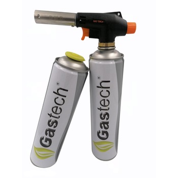 Arzator butelie, cu aprindere piezo, plus 2 butelii gaz 330 g Arzator butelie, cu aprindere piezo, plus 2 butelii gaz 330 g