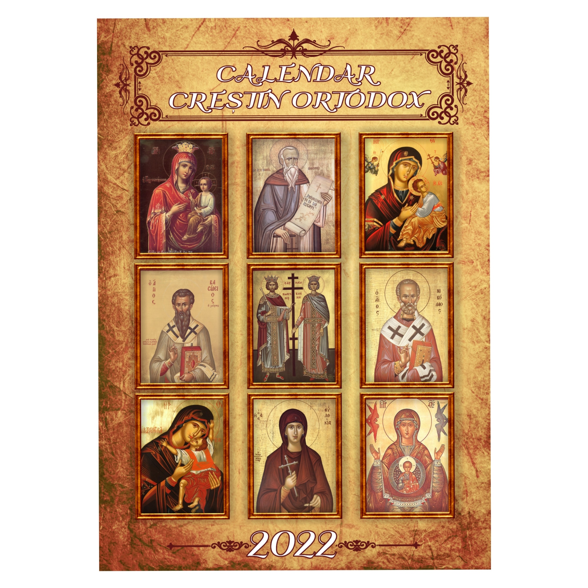 Calendar ortodox de perete 2022, format A4, model 1