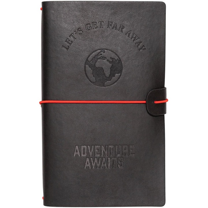 Agenda premium Wanderlust, 144 de file, coperta din piele, inchidere cu capsa si 3 buzunare interior, produs licentiat
