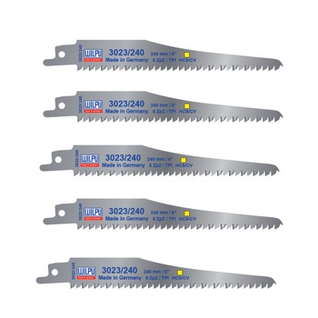 Set 5 panze 3023/240 HCS/CV pentru lemn 240x19x1,27/6tpi 12422 00005 Wilpu Set 5 panze 3023/240 HCS/CV pentru lemn 240x19x1,27/6tpi 12422 00005 Wilpu