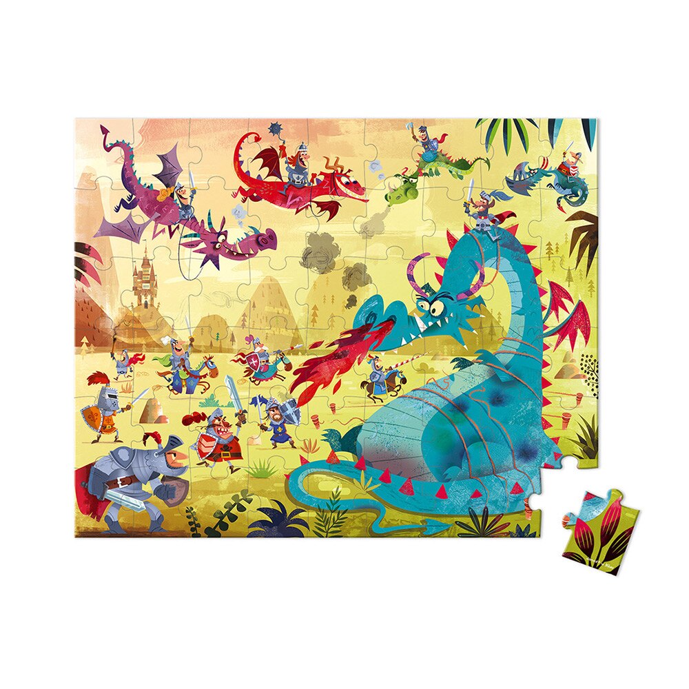 Puzzle dragonii, Janod, 54 piese, 5 ani+
