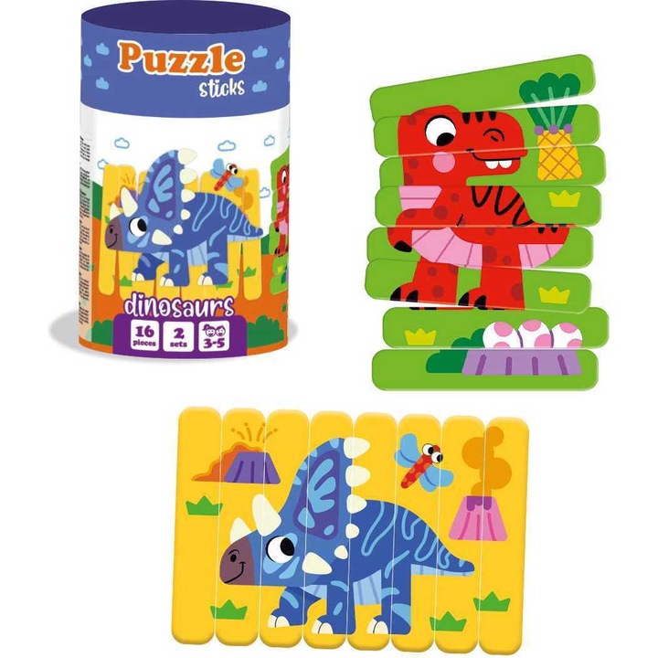 Dinoszauruszok bot puzzle készlet, 16 darab, Roter Kafer