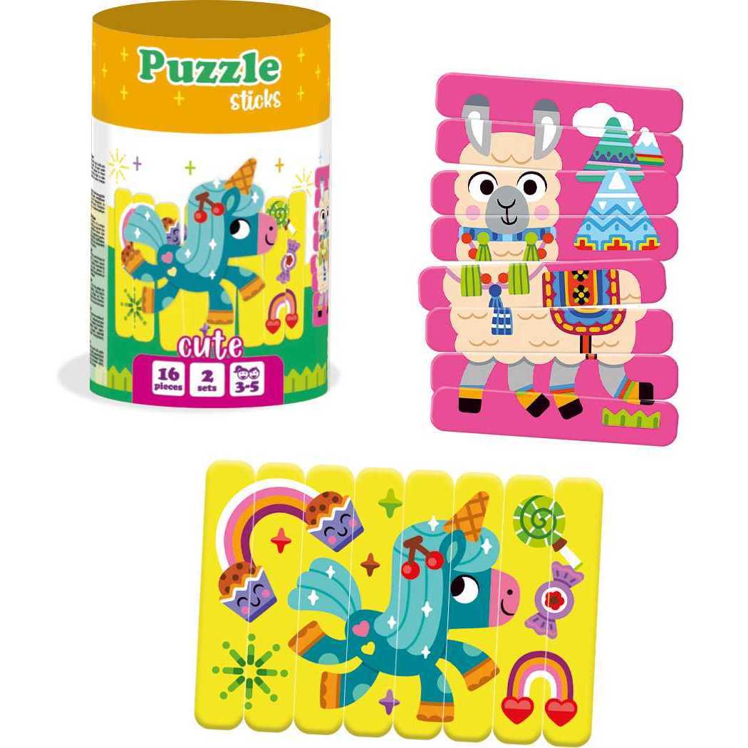 Set puzzle-uri din betisoare Lama si Unicorn, 16 piese, Roter Kafer