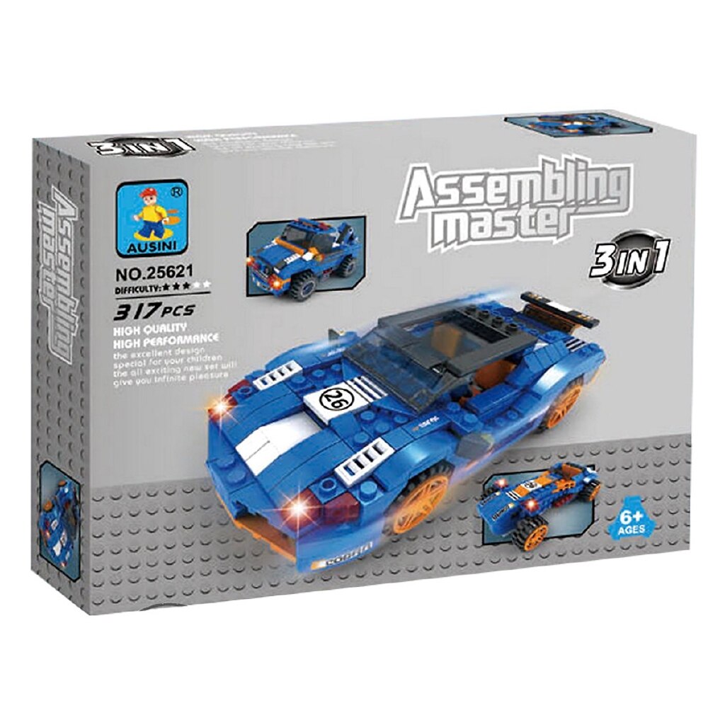 Set de construit 3 in 1 masini, Ausini, 317 piese