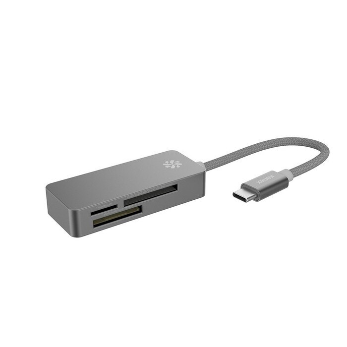 Cititor de carduri de memorie pentru dispozitive mobile cu USB-C, Kanex Premium Thunderbolt 3 , gri inchis