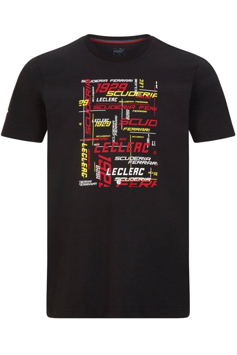 Tricou Puma Ferrari F1 1929 Leclerc negru, 100% bumbac, Negru