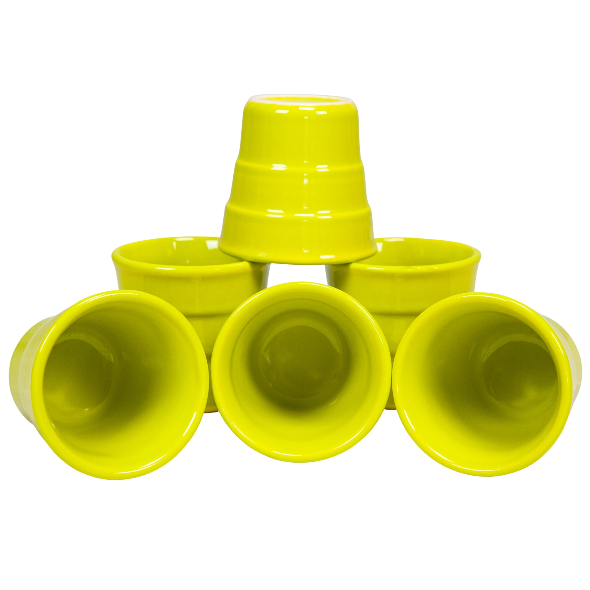 Set 6 pahare cu model, Cesiro, 90 ml, Verde Neon