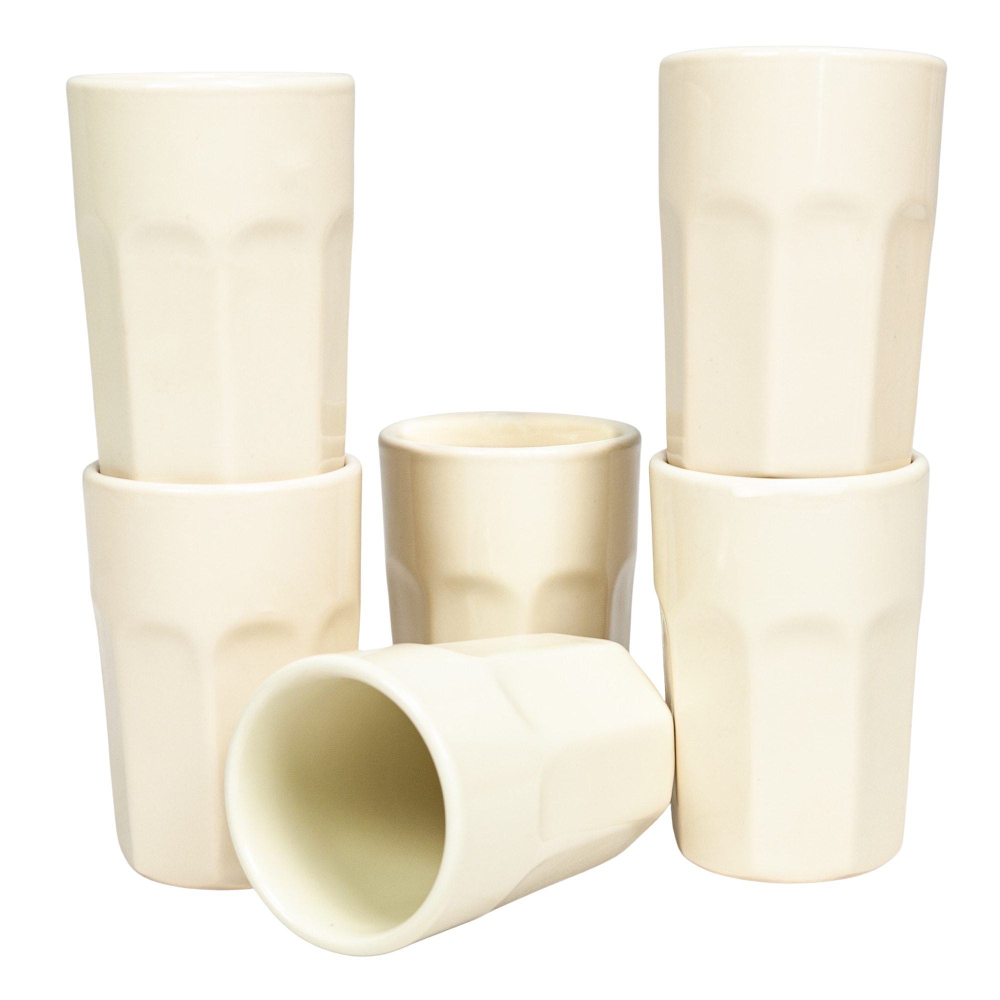 Set 6 pahare cu model, Cesiro, 120 ml, Crem Pal