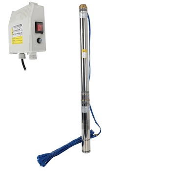 Pompa submersibila DRK 3SDM2/20, 0.75kW, debit 3m3/h, refulare 74m, panou de comanda inclus Pompa submersibila DRK 3SDM2/20, 0.75kW, debit 3m3/h, refulare 74m, panou de comanda inclus
