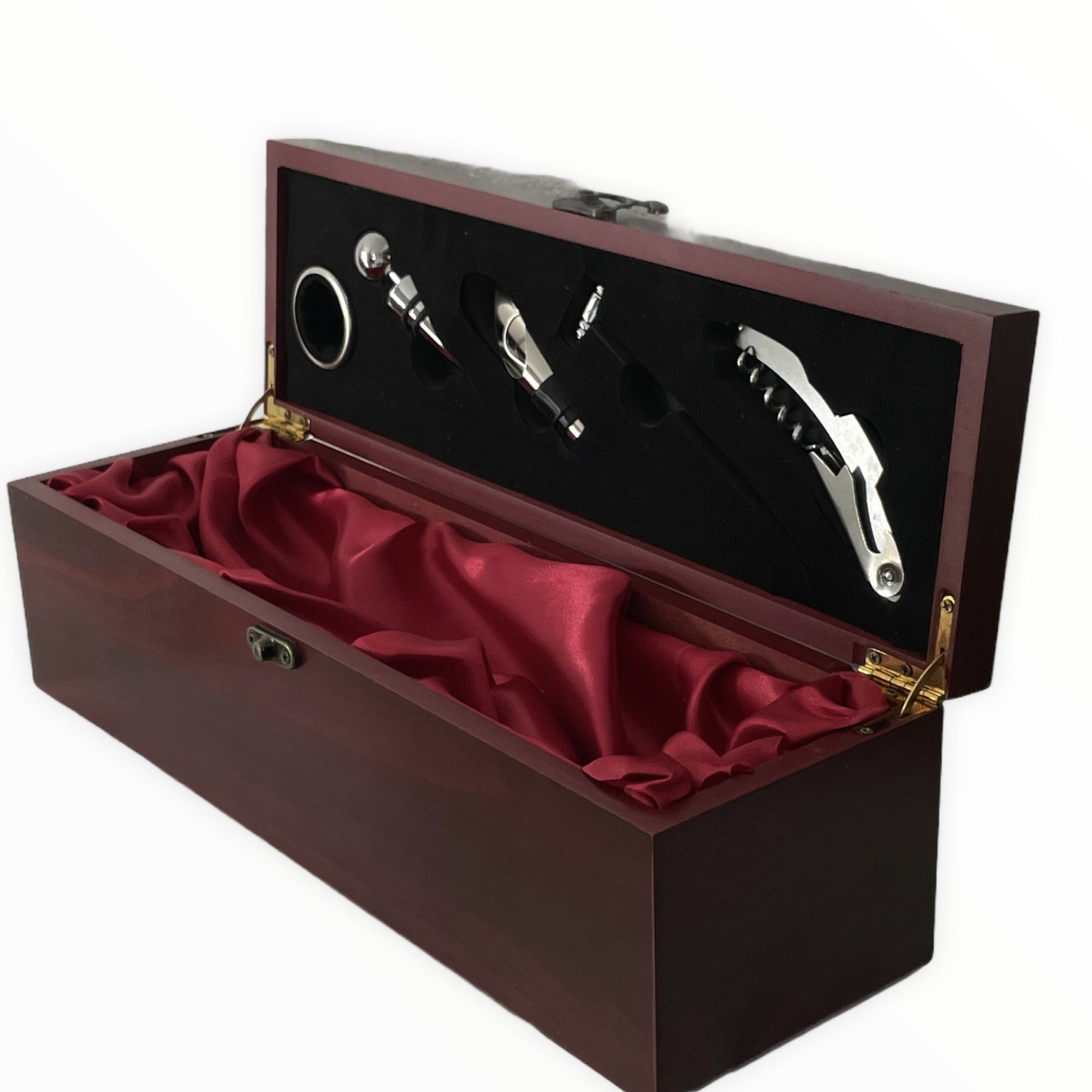 Cutie vin din lemn cu 5 accesorii