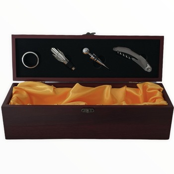 Cutie vin din lemn cu 4 accesorii Cutie vin din lemn cu 4 accesorii