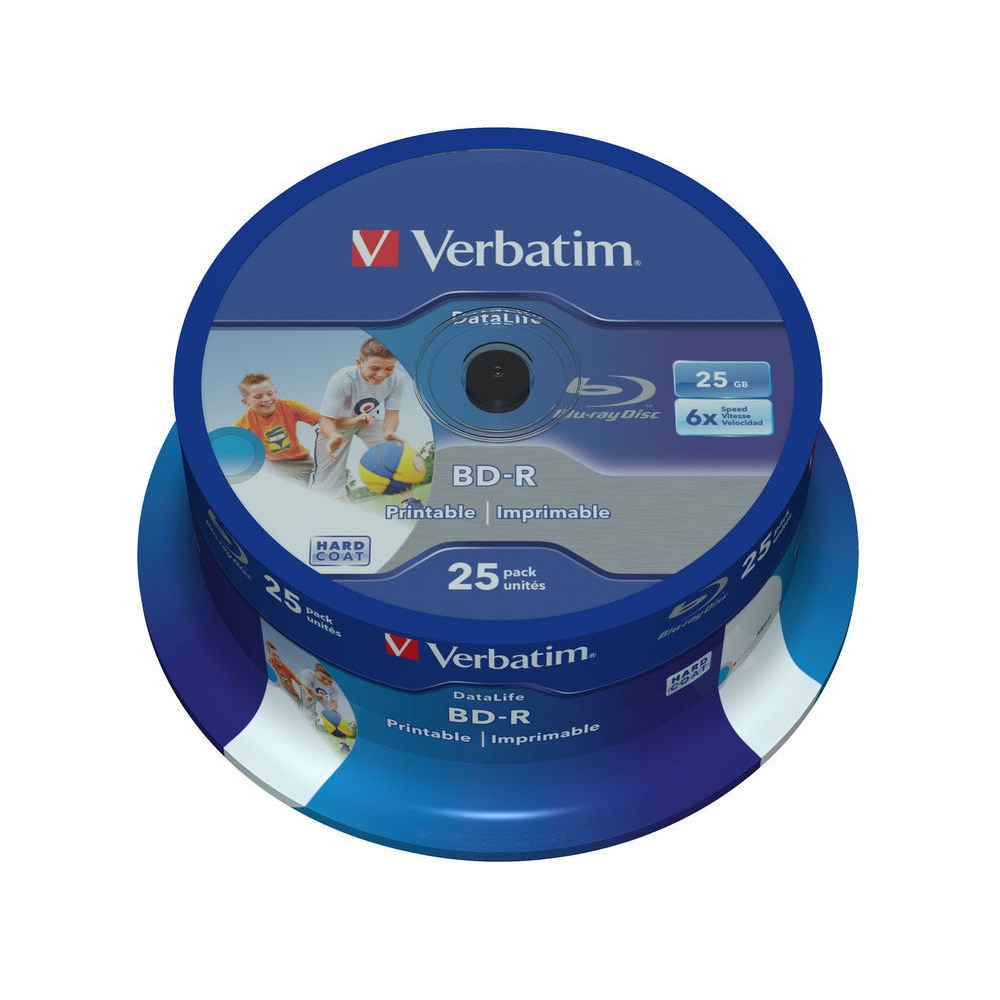 VERBATIM BD-R SL 25GB 6x Print NO ID Spindle 25