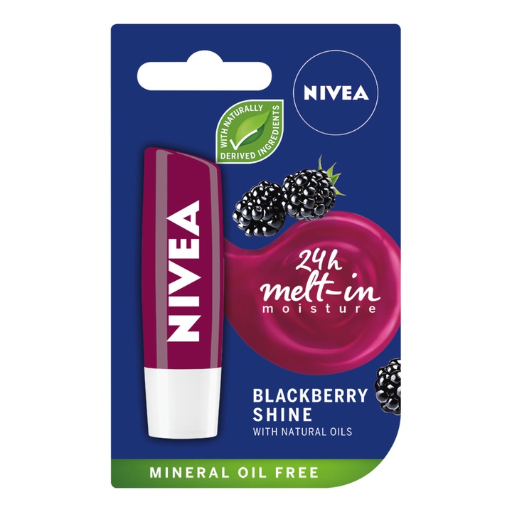 Balsam de buze Nivea Lip Care Blackberry Shine, 4.8 g