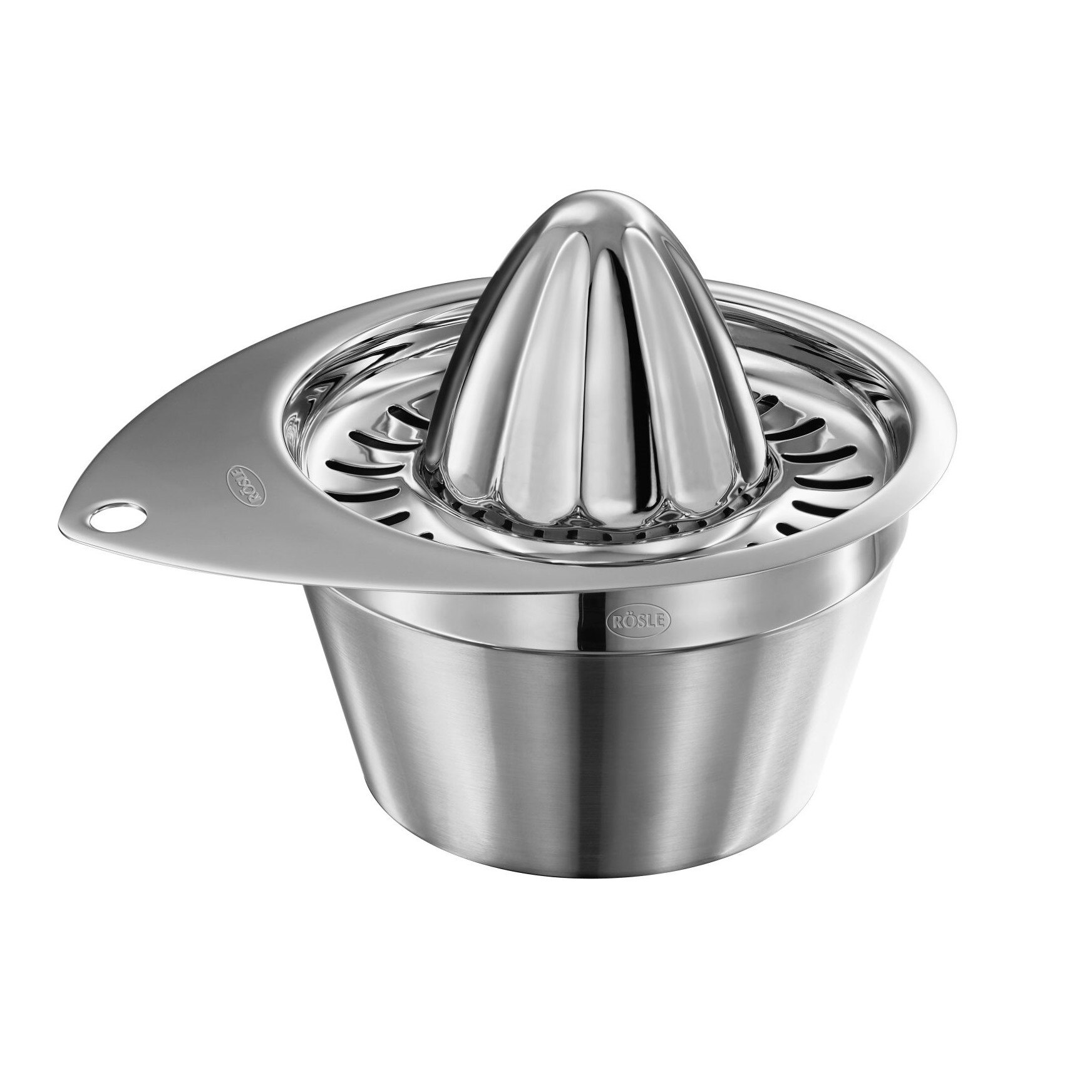 Storcator manual de citrice, Rösle, otel inoxidabil de inalta calitate, filtru pentru pulpa, 500 ml, usor de curatat, inox