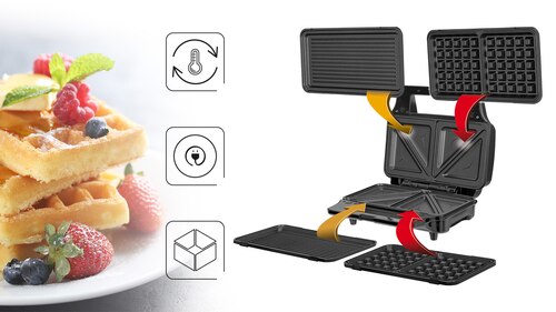 MPM MOP-33M Sandwichmaker 3-in-1, verwisselbare platen