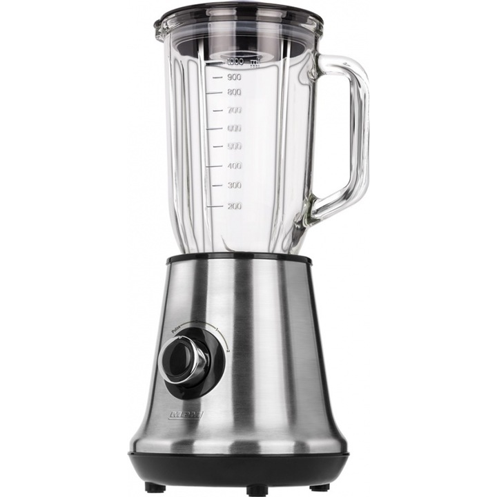 Блендер MPM MBL-15M, 1.5 л, 450W, Острие от неръждаема стомана, 2 скорости, Функция PULS, 2 бутилки 600 мл, Черен