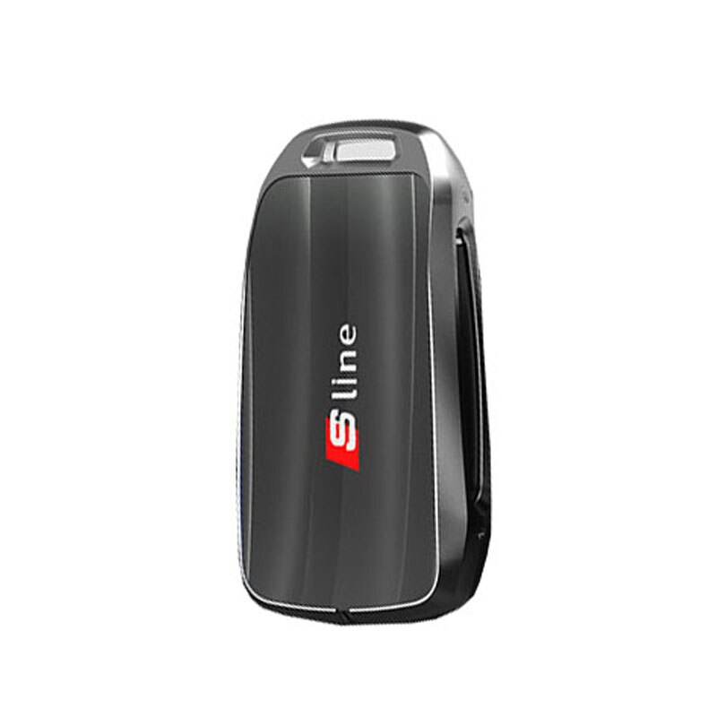 Husa protectie cheie Audi ,3 Butoane - Keyless Go, sticla calita metal, Argintiu/Negru