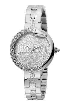 JUST CAVALLI, Ceas din otel inoxidabil cu cadran cu aspect stralucitor, Argintiu JUST CAVALLI, Ceas din otel inoxidabil cu cadran cu aspect stralucitor, Argintiu