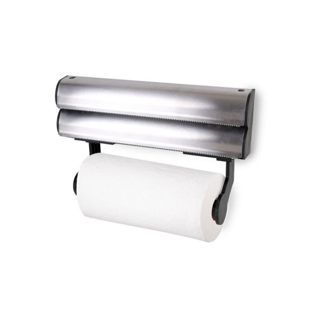 Dispenser dublu din aluminiu de perete pentru prosop hartie si folie aluminiu