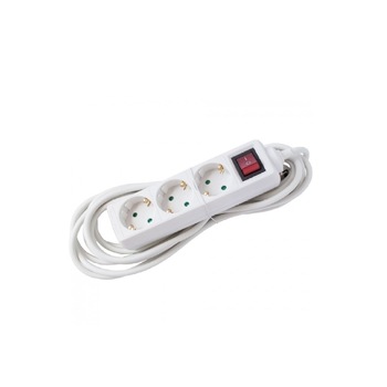 Prelungitor cu 3 prize, 1.5mx1.5mm, cu intrerupator, Makalon, 700751 Prelungitor cu 3 prize, 1.5mx1.5mm, cu intrerupator, Makalon, 700751