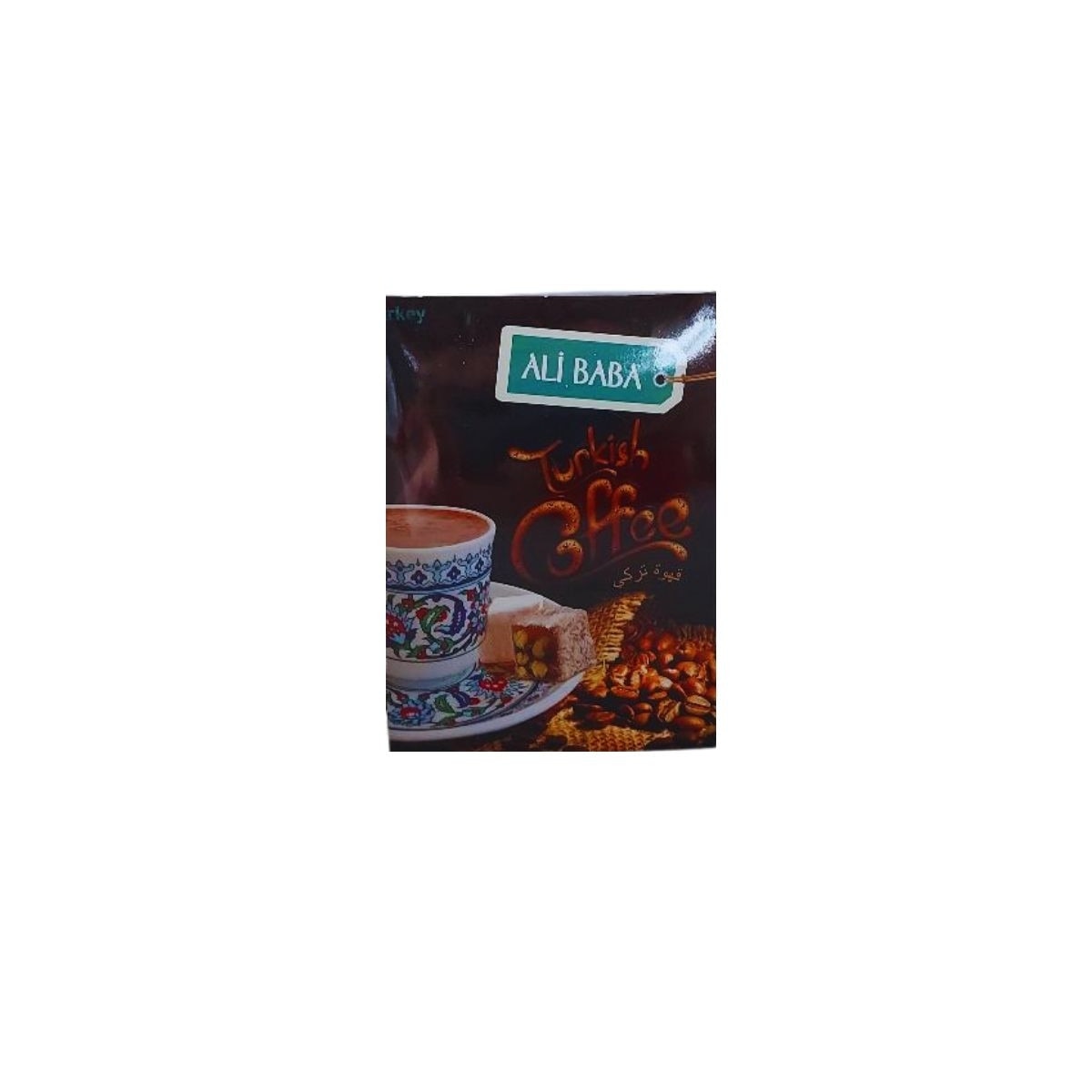 Set cafea turceasca, 100 gr cu 2 cesti metalice, model oriental, 100 ml, Ali Baba