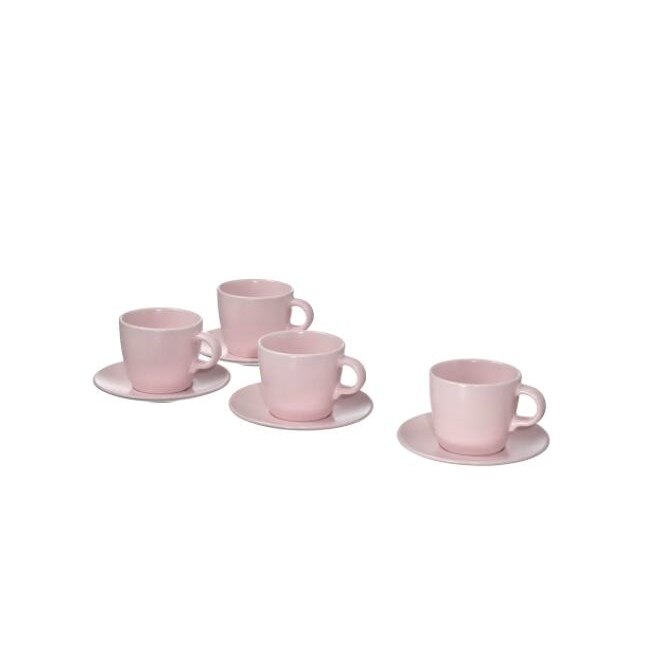 Set 4 Cesti cu Farfurii Deco,ceramica vitrificata, 25 cl, roz mat