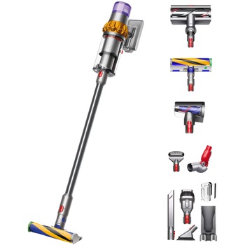 Aspirator vertical Dyson V15 Detect Absolute, ecran LCD, 660 W, 0.77l, 66 W, autonomie 60 min, Galben/Nichel Aspirator vertical Dyson V15 Detect Absolute, ecran LCD, 660 W, 0.77l, 66 W, autonomie 60 min, Galben/Nichel