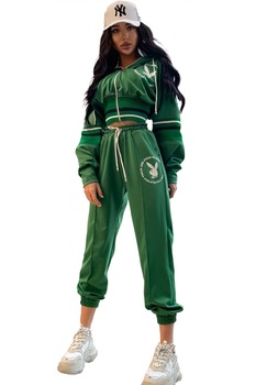 Trening dama bumbac, set doua piese, Iconic Bunny, Verde Trening dama bumbac, set doua piese, Iconic Bunny, Verde