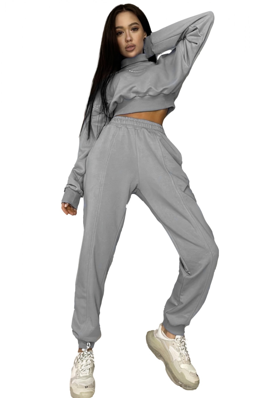 Trening dama bumbac, set doua piese, Embody Mood, Gri