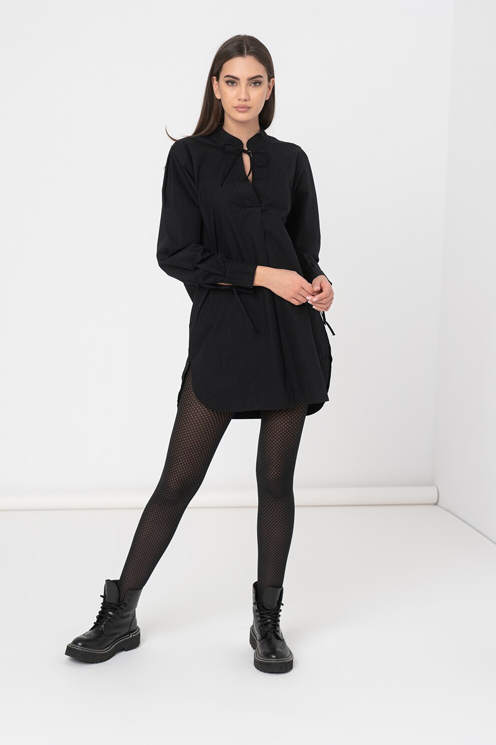 b.young, Rochie-tunica din bumbac organic, Negru, 34