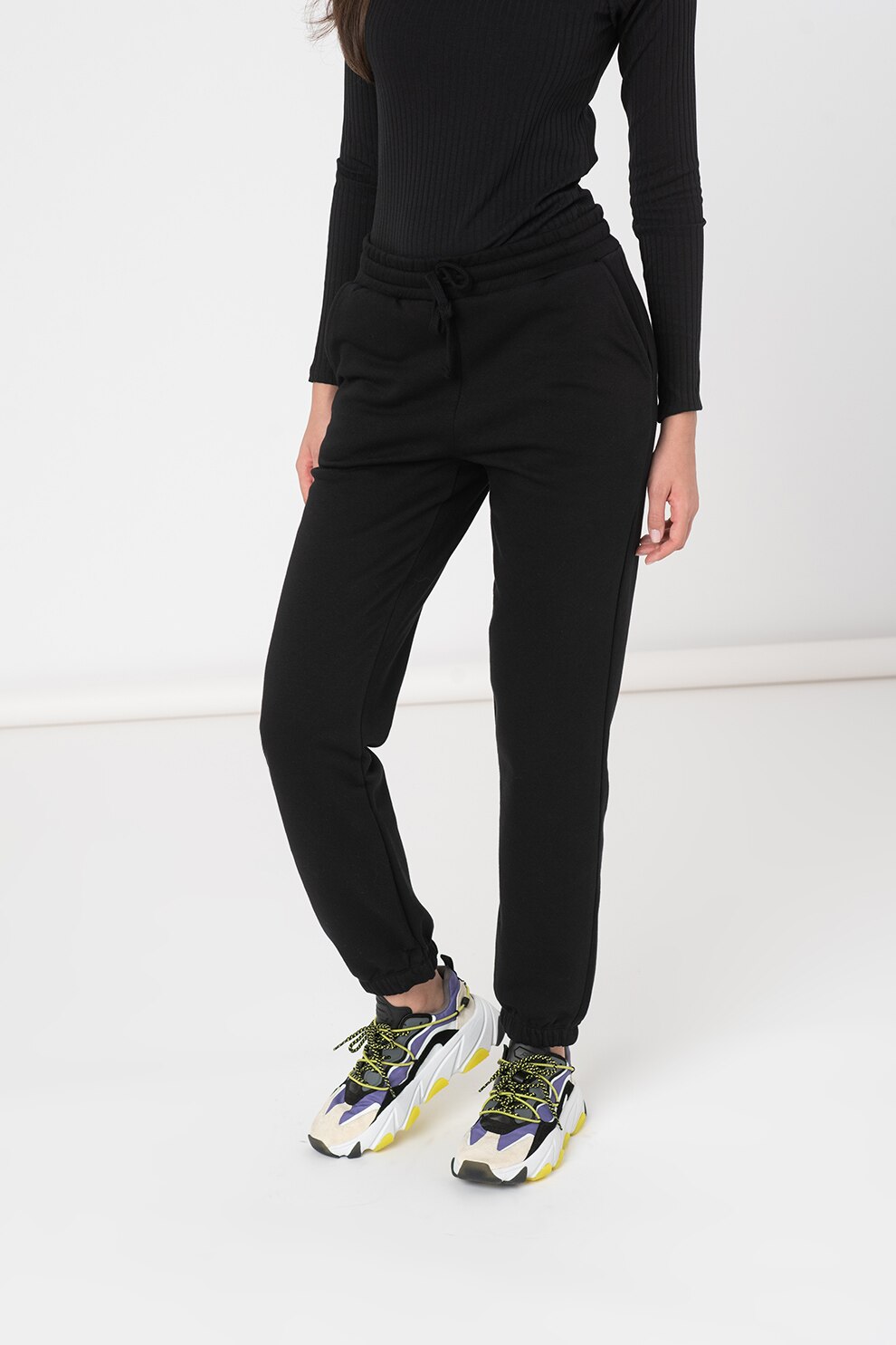 b.young, Pantaloni sport cu snur in talie Sammia, Negru