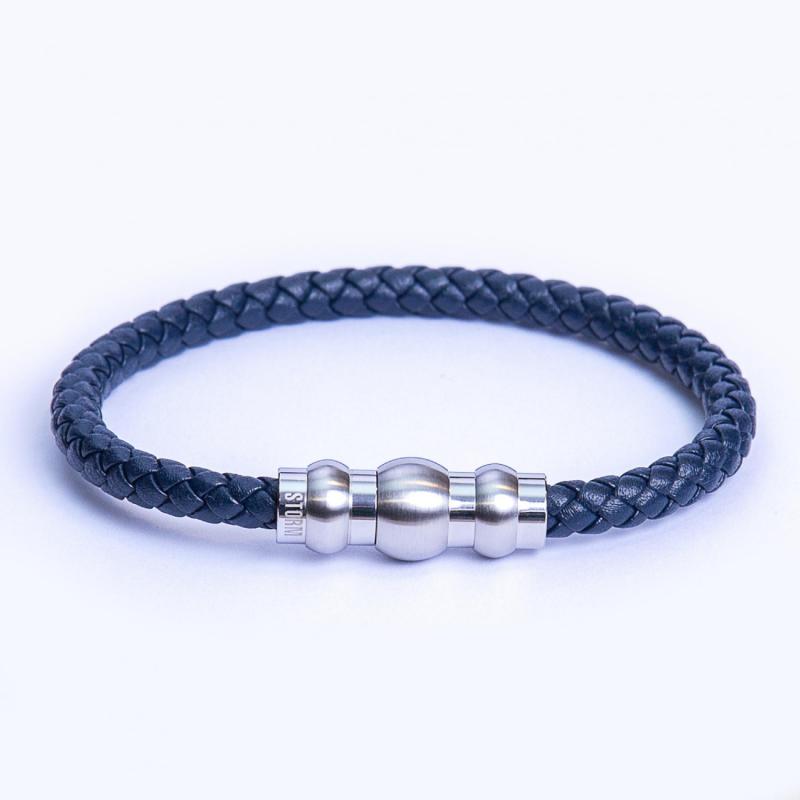 Bratara Storm Otto 9980888 / B, Otel/Piele, Albastru