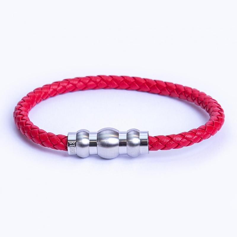 Bratara Storm Otto 9980888 / B, Otel/Piele, Rosu