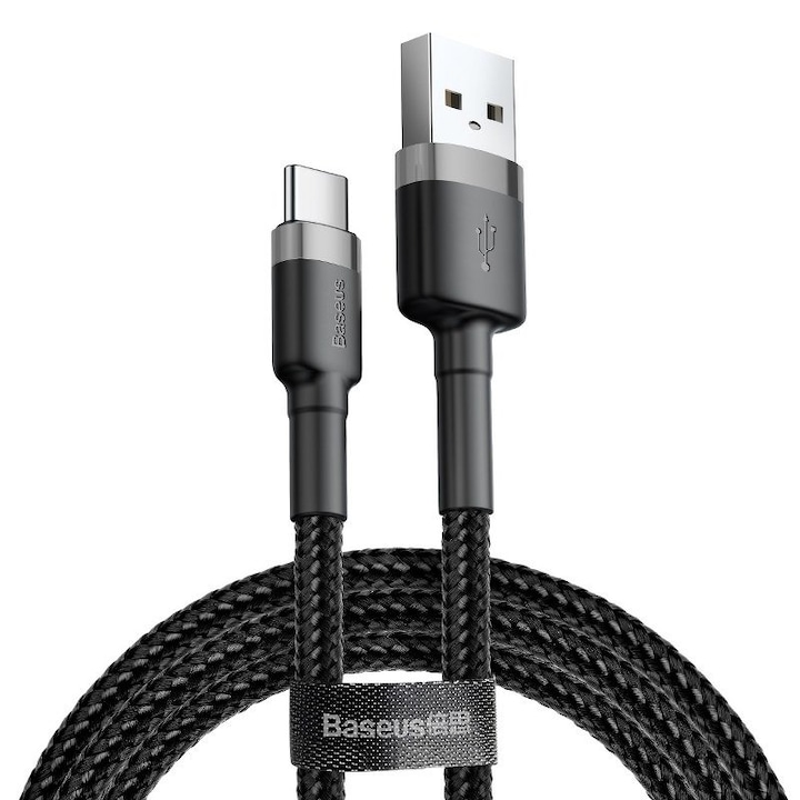 Baseus Cafule USB-USB-C kábel, 3A, 0,5m, szürke, fekete