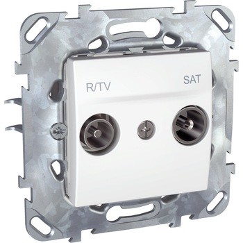 Priza R-Tv/Sat, Priza Individuala, 2 module, Unica, Alb Priza R-Tv/Sat, Priza Individuala, 2 module, Unica, Alb