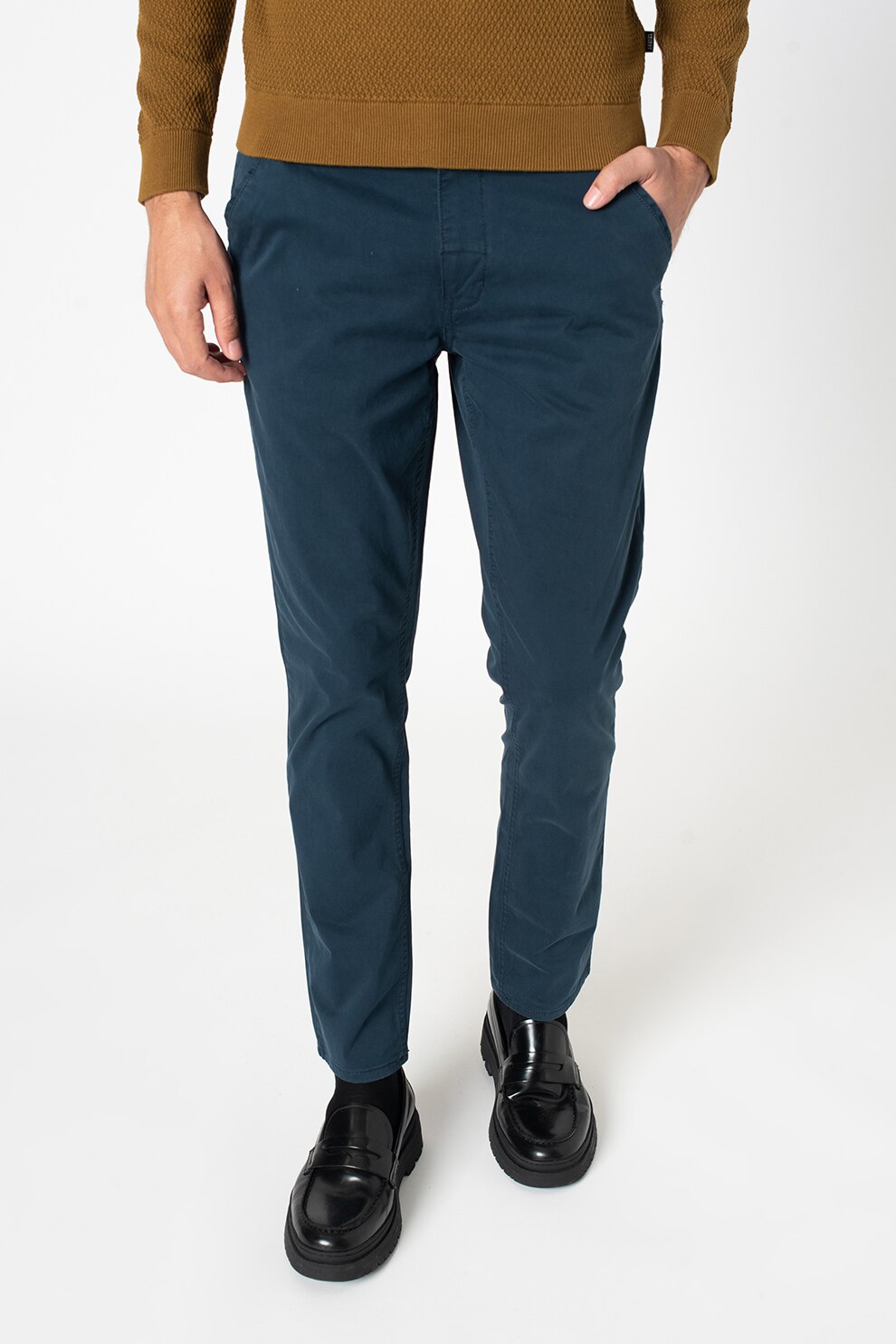 BLEND, Pantaloni chino cu buzunare oblice, Albastru petrol