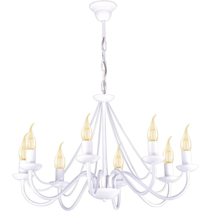 Полилей K-3997 BARTEZ II, Бял, с 8 източника на светлина, E14, 60 W
