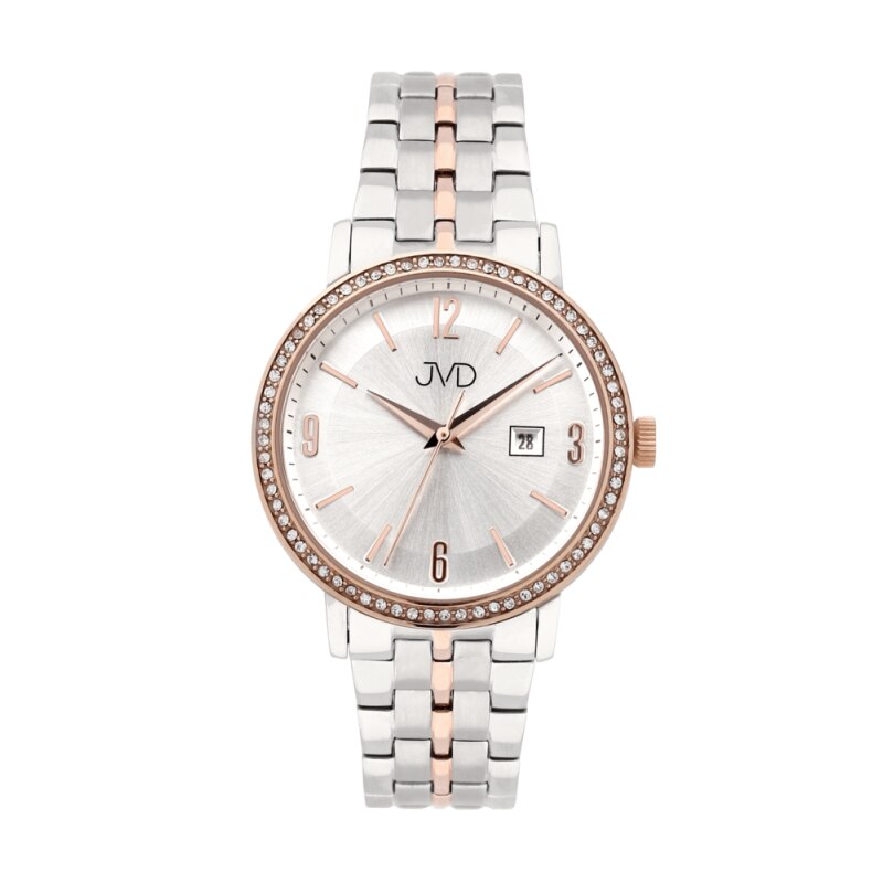 Ceas de mana JVD JE402.2, Otel inoxidabil, 5 ATM, Argintiu/Rose Gold